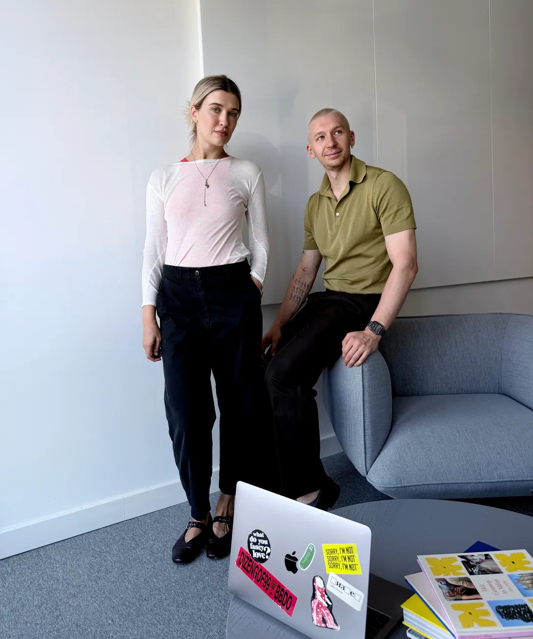 Eugene and Xenia, the founders of Aevia, in the studio