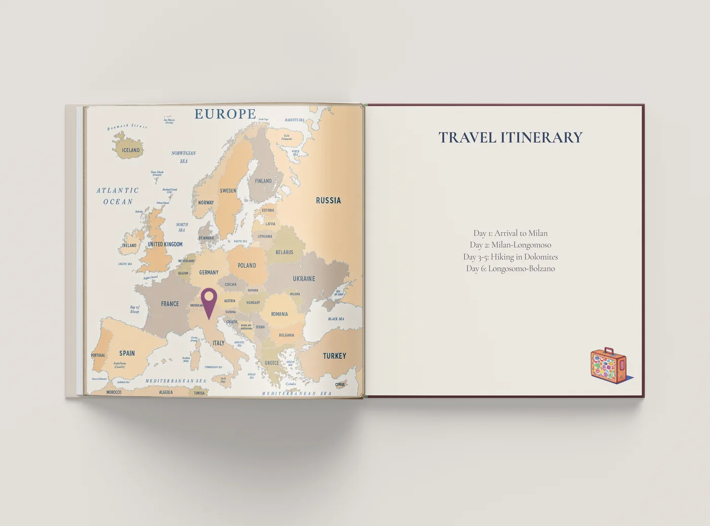 Travel map spread
